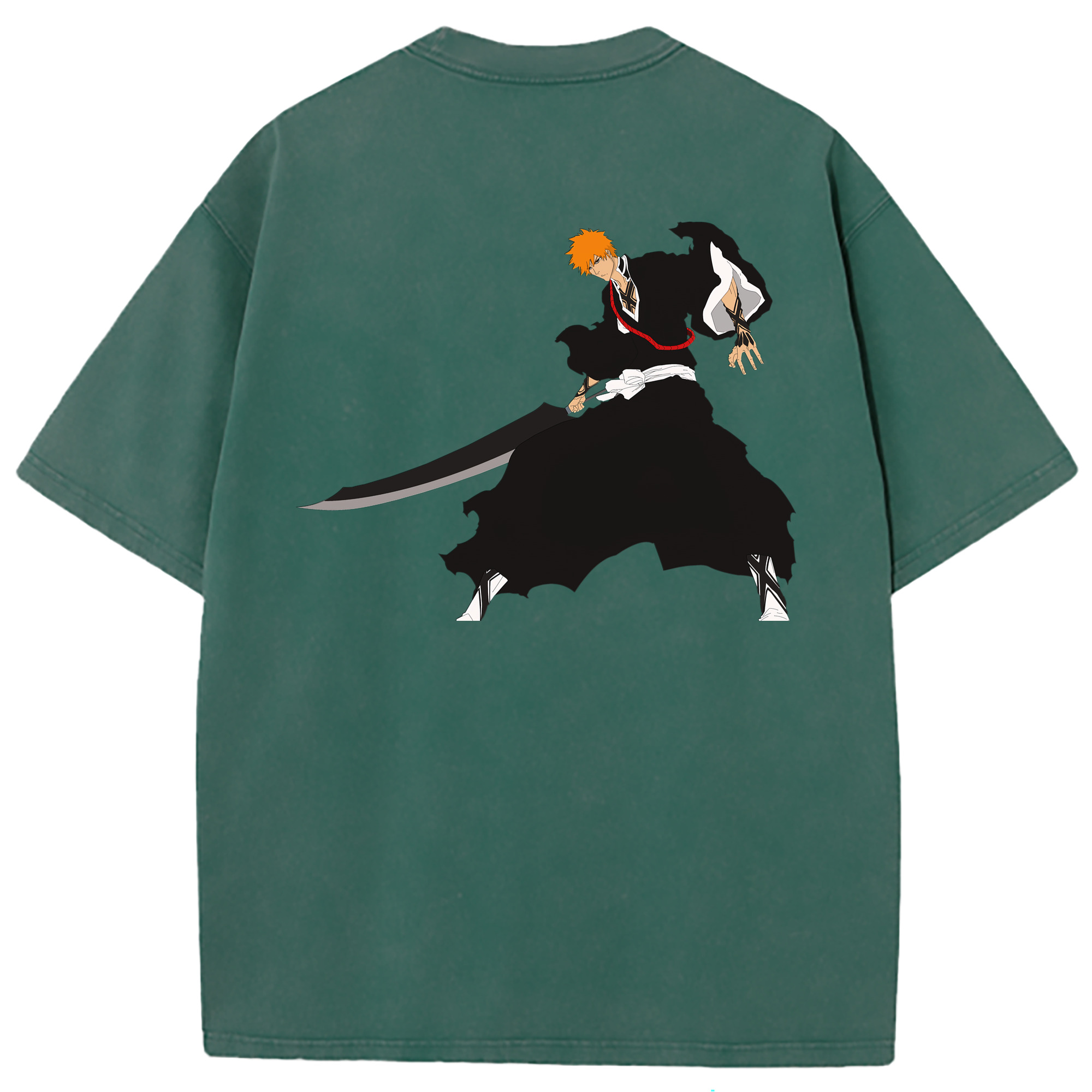 （画像用） ブリーチ 黒崎一護（くろさき いちご）BLEACH Kurosaki Ichigo 綿100% ヴィンテージ風 半袖Tシャツ（背面プリント）